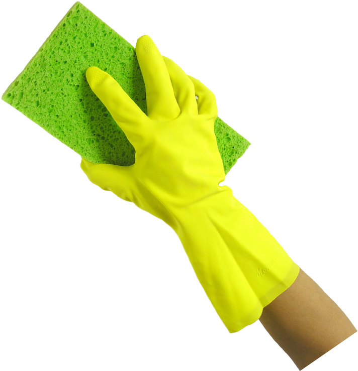 Washing Sponge In Hand Png - Cleaning Glove And Sponge Clipart (722x743), Png Download