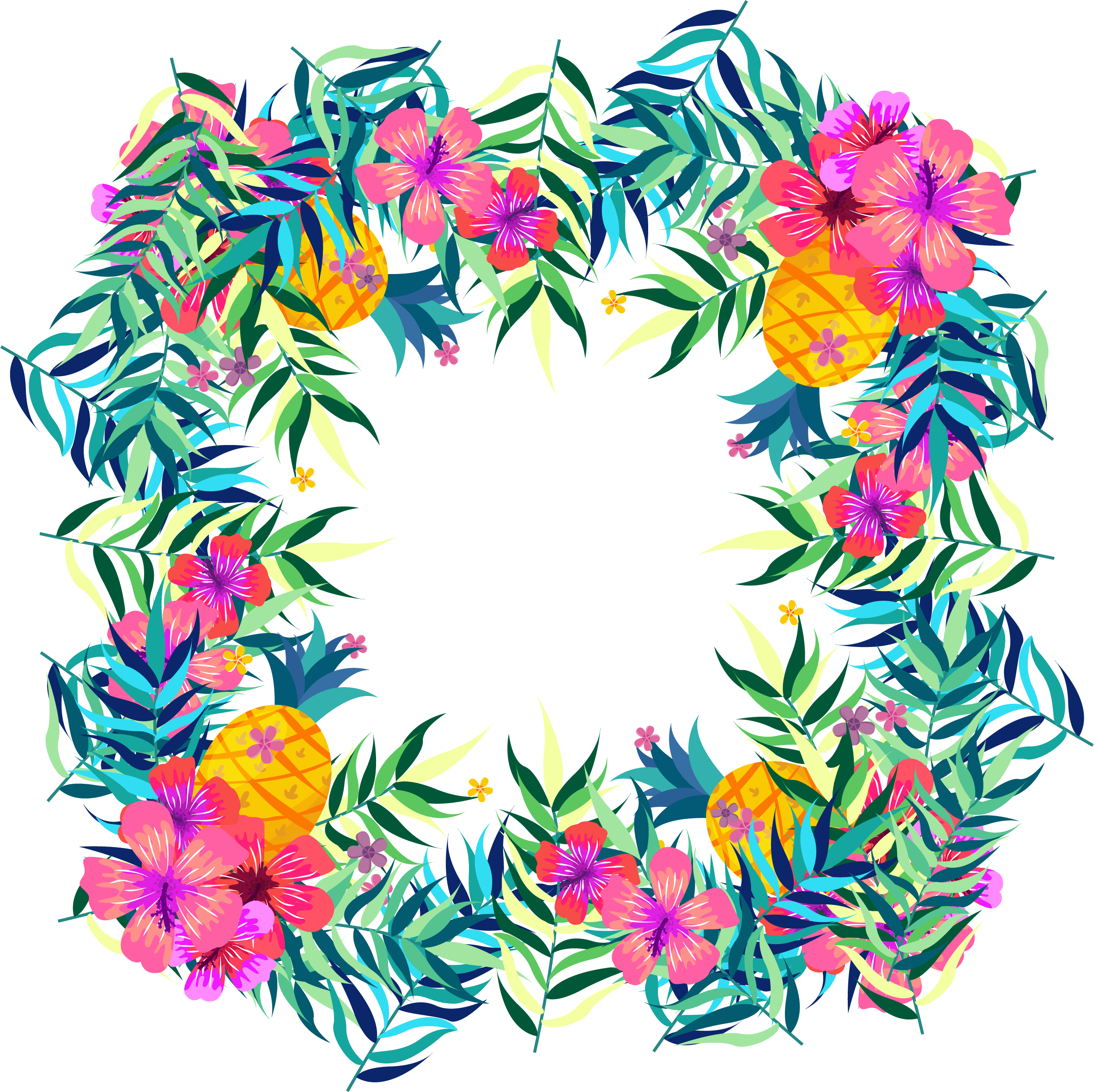2368 X 2363 4 - Circle Tropical Flowers Png Clipart (2368x2363), Png Download