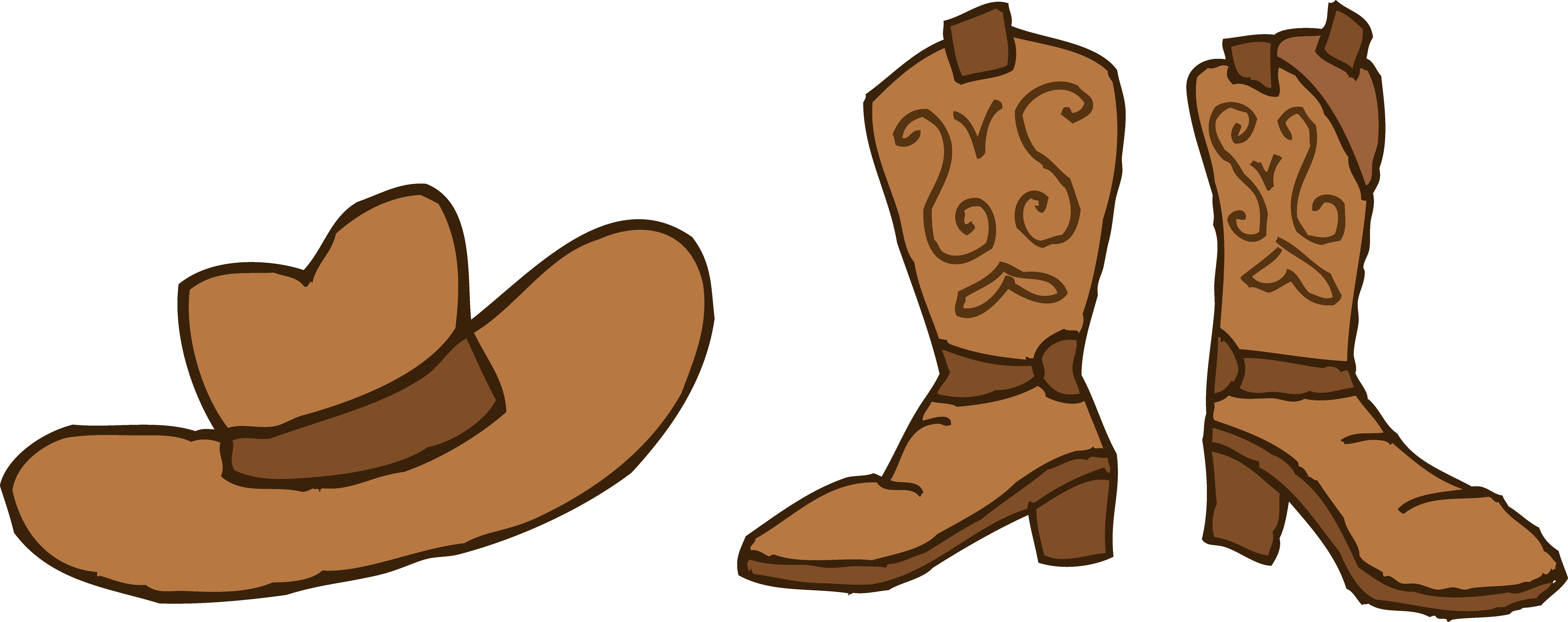 Cute Cowboy Boots Clipart Free Clipart Image Clip Art - Cowboy Hat And Boots Cartoon - Png Download (8323x3300), Png Download