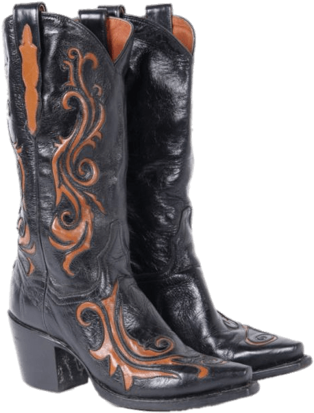 Black And Brown Vintage Cowboy Boots - Cowboy Boot Clipart (560x700), Png Download