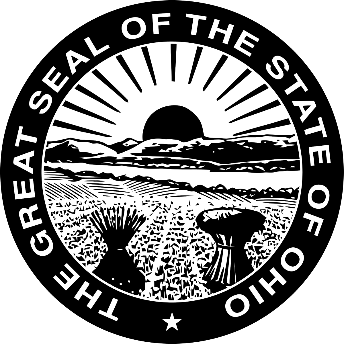 Vector Ohio Drawing - Great Seal Of Ohio Clipart (1200x1200), Png Download