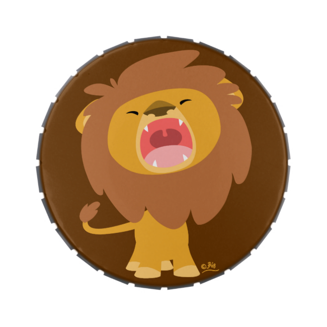 Cute Mighty Roaring Lion Cartoon Candy Tin - Roar Cartoon Lion Clipart (650x650), Png Download