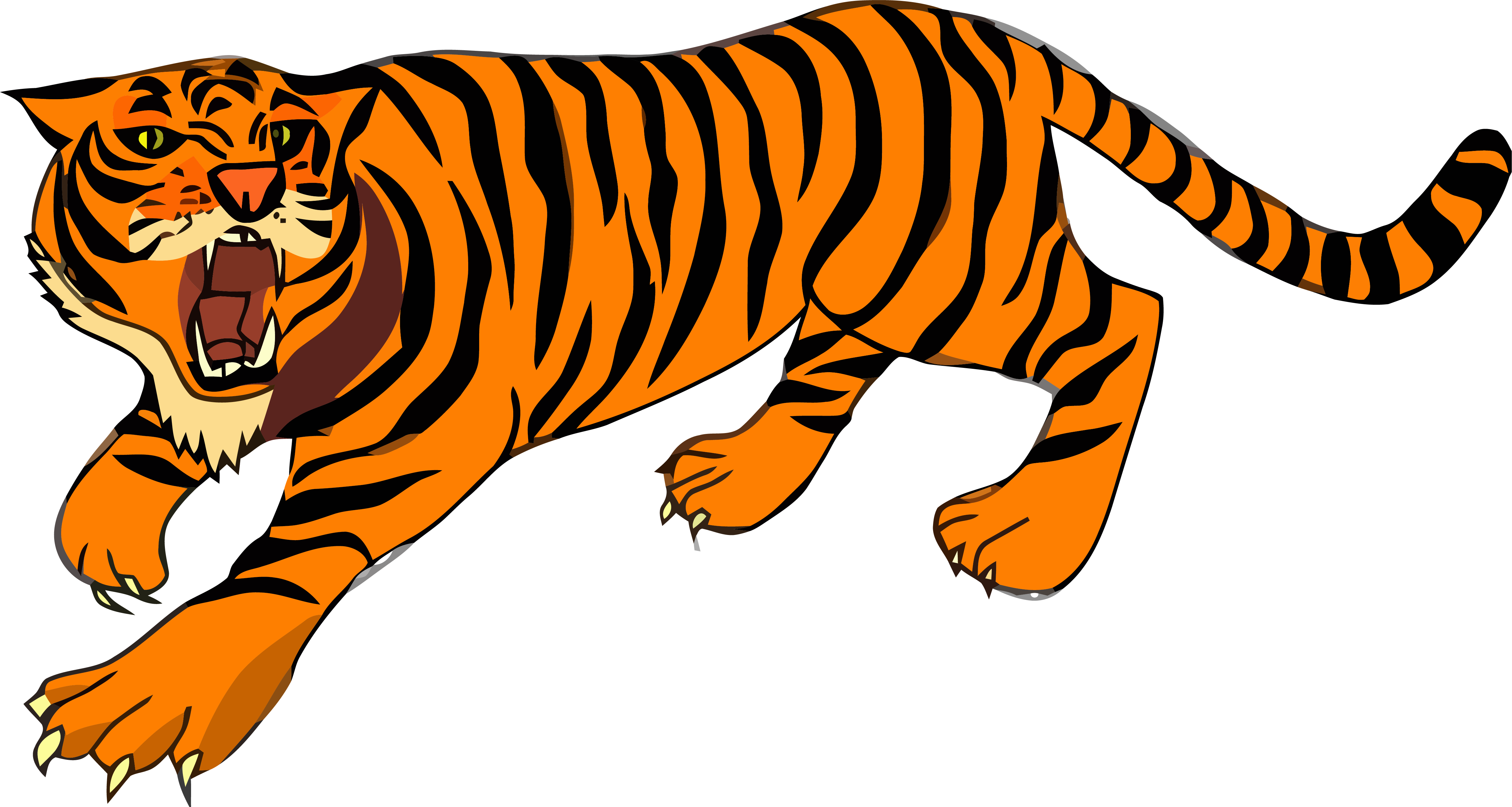 Tiger Roar Cartoon Drawing - Tiger Free Clipart - Png Download (1382x750), Png Download