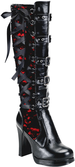 Black Widow Gothic Boots - Red Leather Gothic Boots Clipart (555x555), Png Download