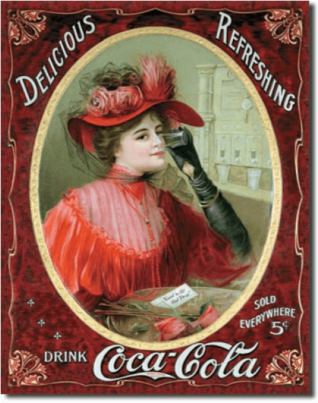 Coca-cola Victorian Red Dress Metal Sign - Victorian Coca Cola Clipart (586x586), Png Download