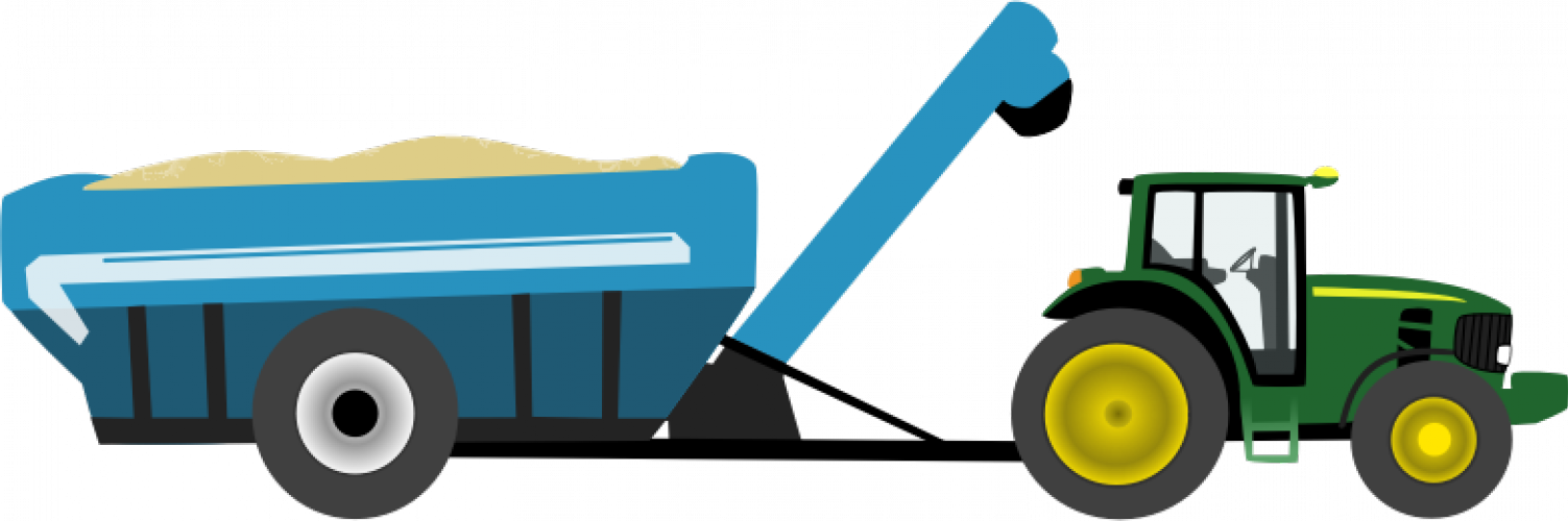 Tractor With Planter Clip Art - Tractor And Grain Cart Clipart - Png Download (1503x500), Png Download
