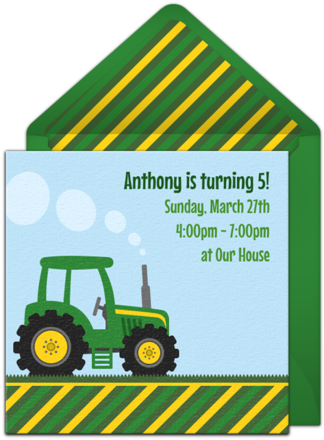 Farm Tractor Online Invitation - Tractor Clipart (650x650), Png Download