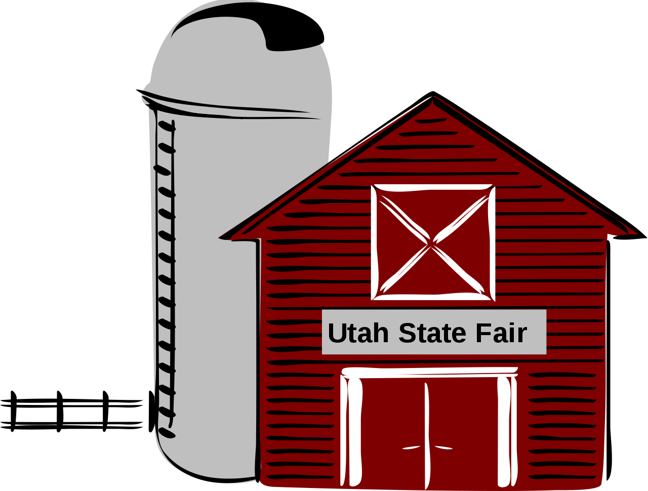 Barn And Silo-utah State Fair - Barn With Silo Clipart - Png Download (1280x970), Png Download