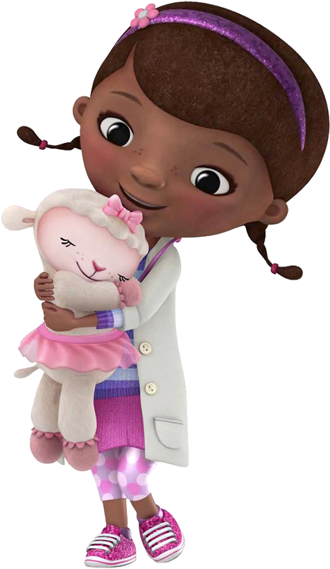 Doc Mcstuffins Png - Doc Mcstuffins Hugging Lambie Clipart (504x836), Png Download