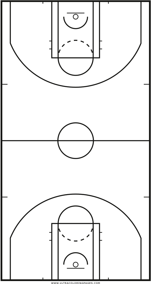 Basketball Court Coloring Page - Cancha De Basket Para Dibujar Clipart (1000x1000), Png Download
