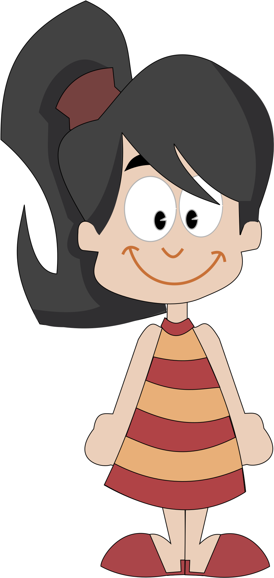 Cartoon Girl Body Png - Girl With Ponytail Clipart Transparent Png (1697x2400), Png Download