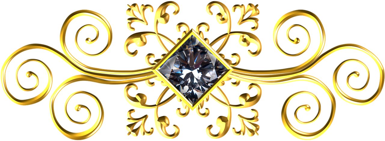 Gold Square Gem - Ornament Golden Clipart (1280x498), Png Download