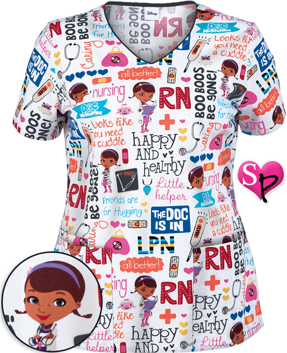 Ck680dcd - Doc Mcstuffins Nurse Scrubs Clipart (600x720), Png Download