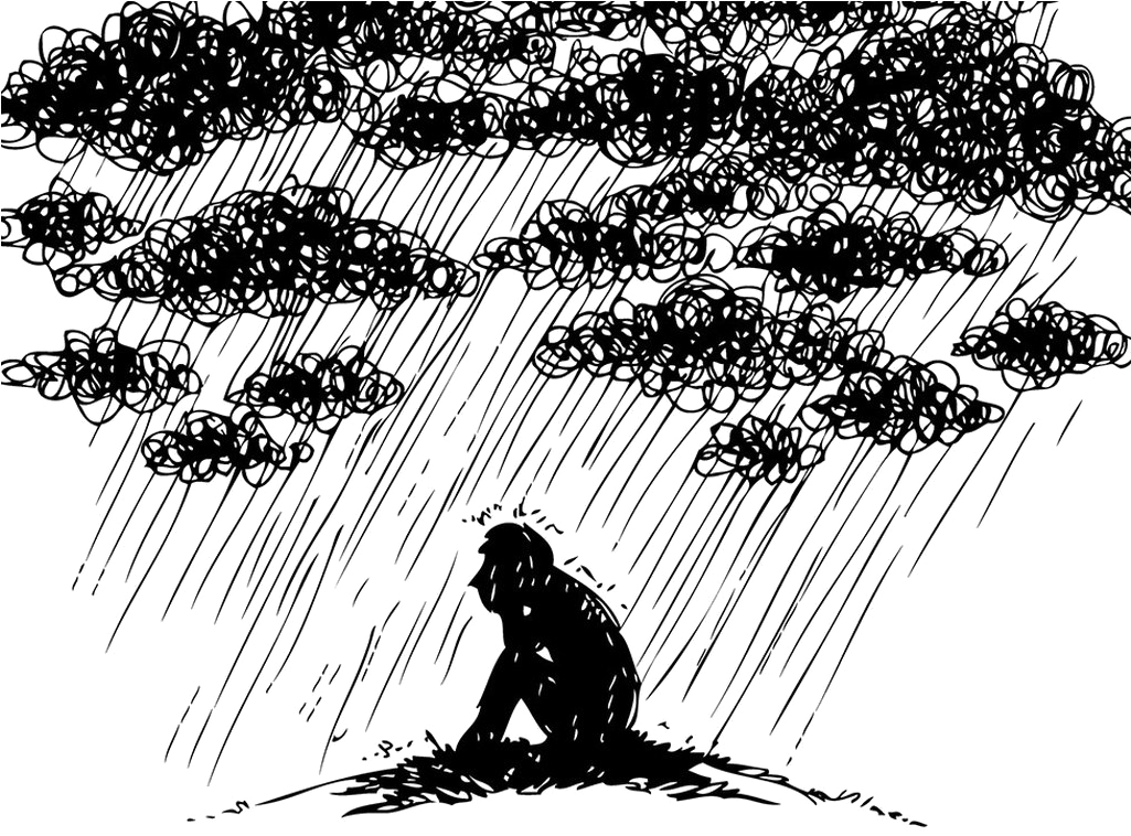 Depression Png Hd - Depression And Loneliness Drawings Clipart (1024x768), Png Download