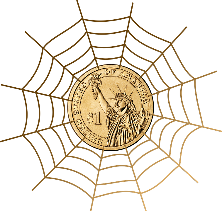Dollar, Currency, Money, Cobweb, Network, Us-dollar - Spider Web Tattoo Png Clipart (757x720), Png Download
