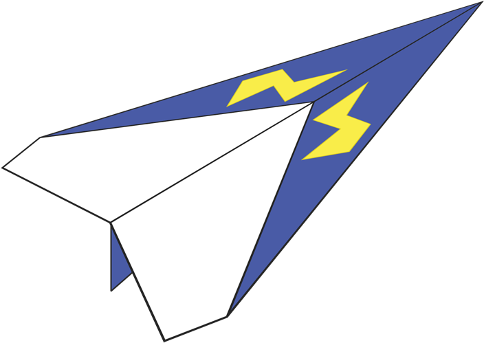 Image Of Plane - Lightning Bolt Paper Airplane Clipart (730x553), Png Download
