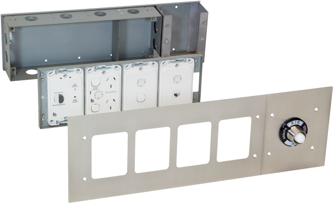 Flush Metal Plate For Stud Mount - Metal Switchboard Clipart (728x804), Png Download