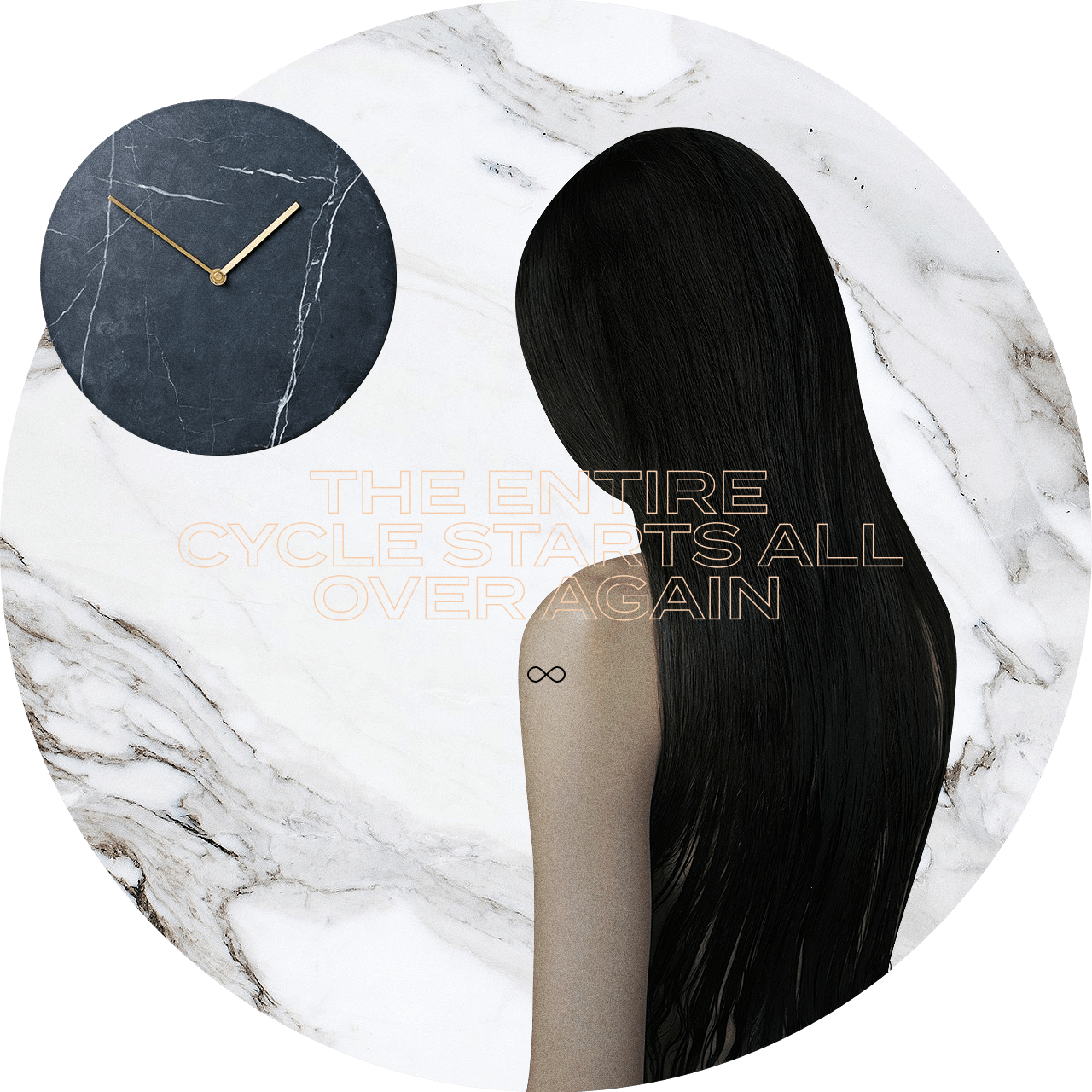 Marble Wall Clock Clipart (1280x1280), Png Download