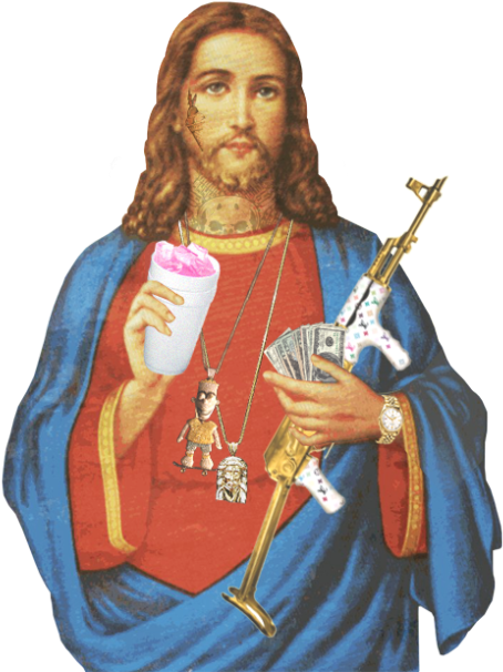 Jesus Codeine Louis Vuitton Rolex Gucci Mane Jesus - Jesus Trap God Clipart (500x639), Png Download