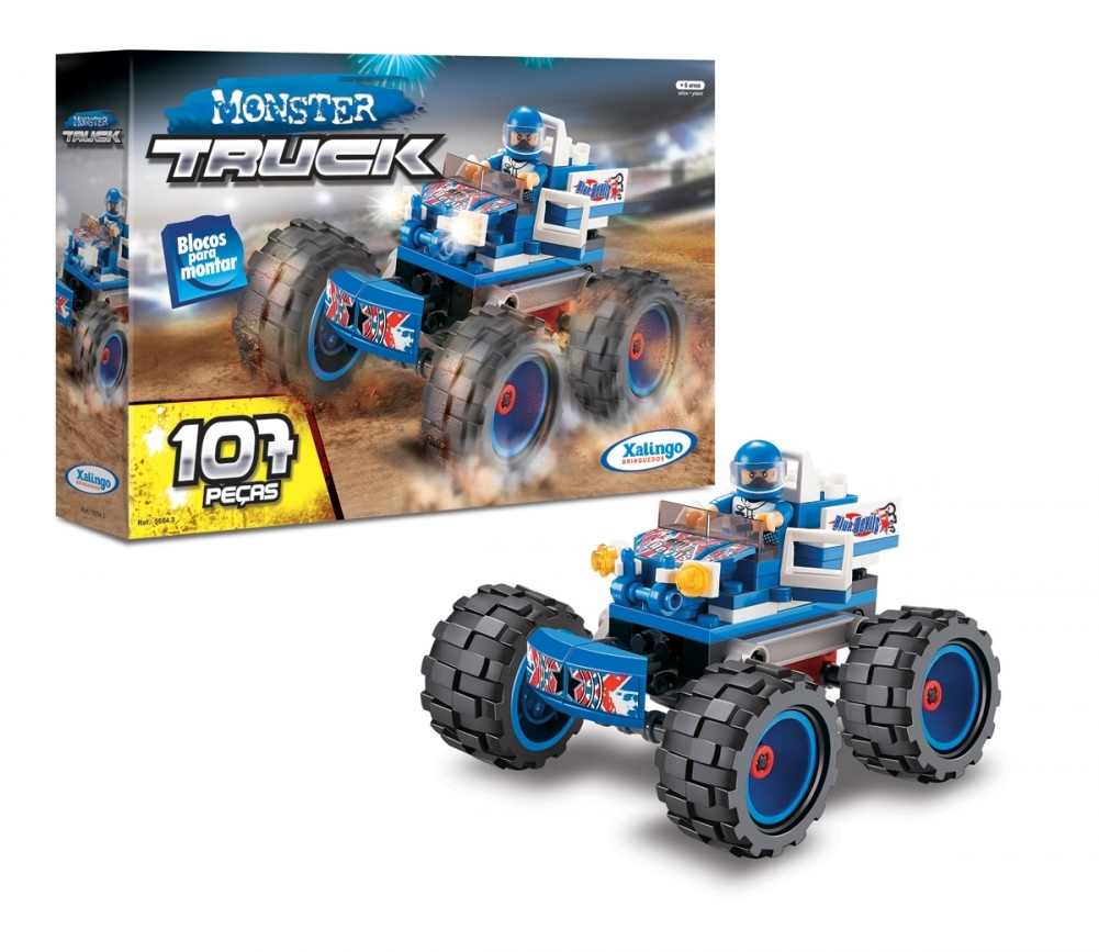 Blocks To Fit Monster Truck Blue - Monster Truck Xalingo Clipart (1020x1020), Png Download