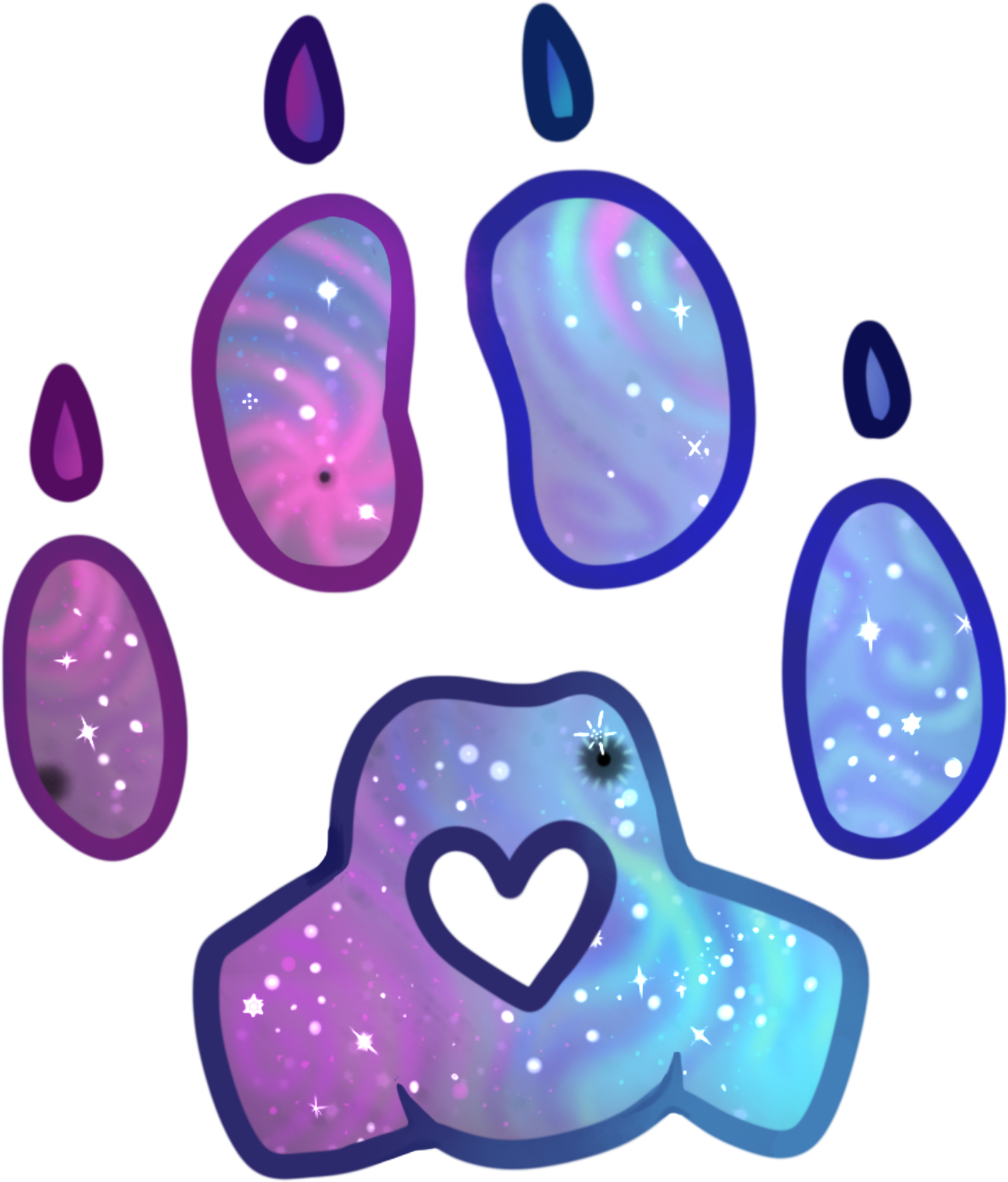 Galaxy Cat Paw Prints - Galaxy Cat Paw Print Clipart (1423x1668), Png Download