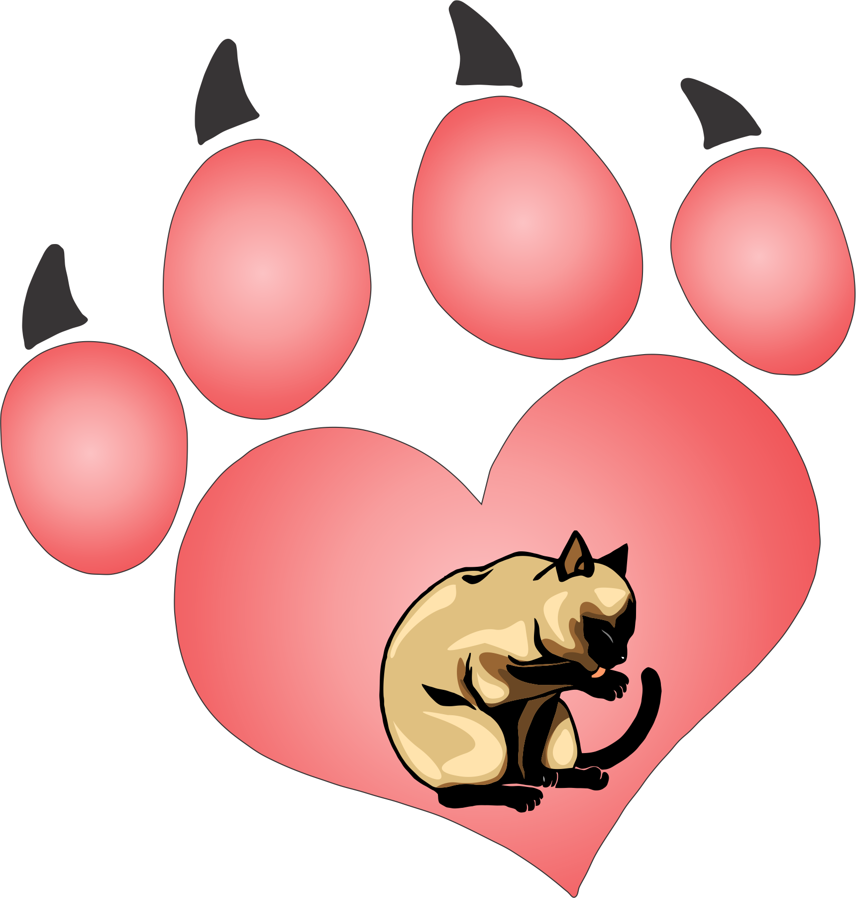 Hotsigns And Decals - Love Paw Print Clipart (1720x1803), Png Download