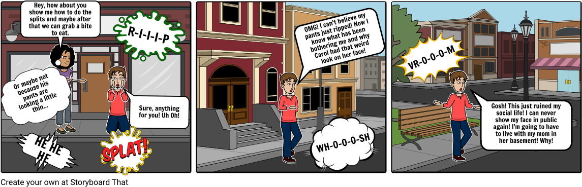 Marty And The Ripped Pants - Cartoon Clipart (1164x385), Png Download