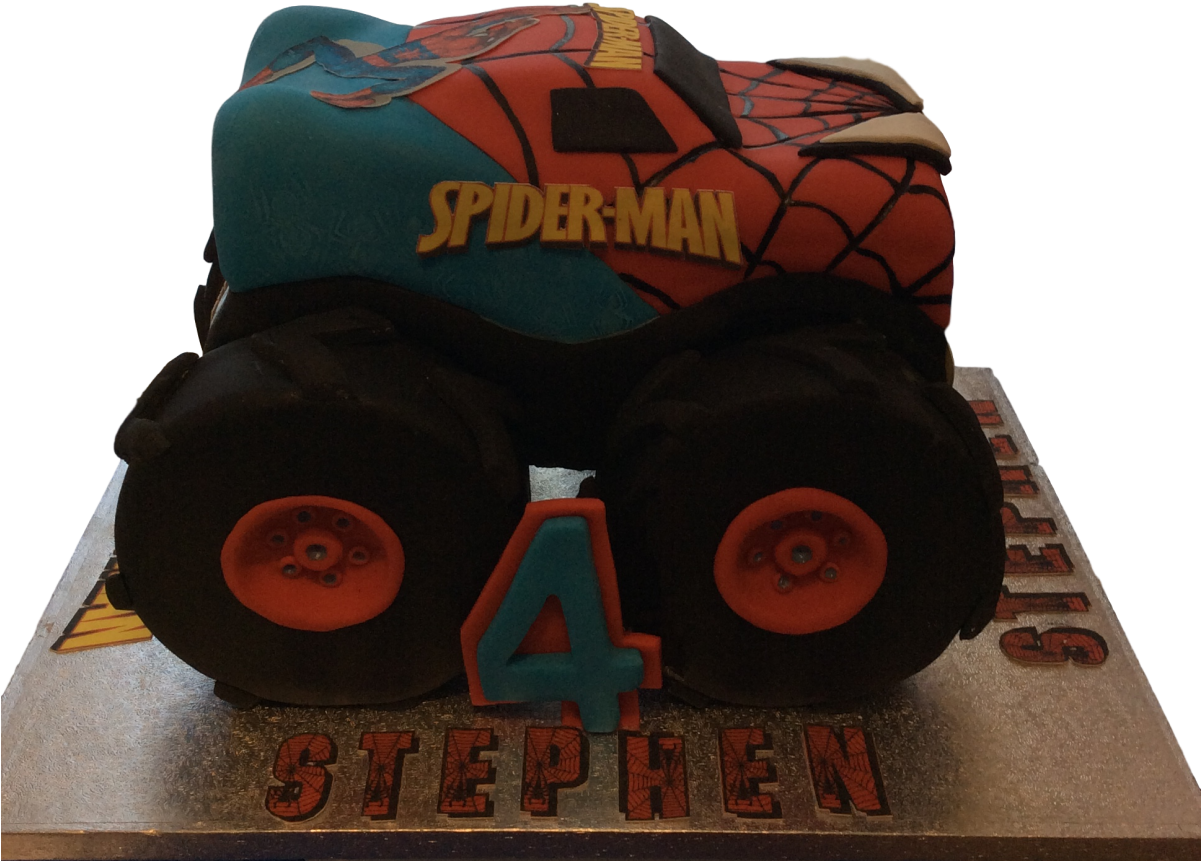 Spiderman Monster Truck - Spiderman Monster Truck Cake Clipart (1200x912), Png Download