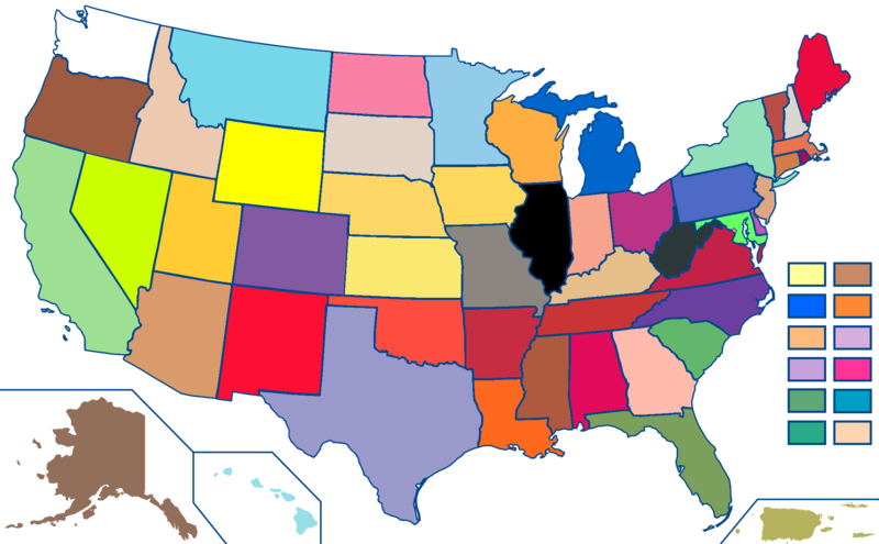 State Crayon Collection Map - Election Results 2018 By State Clipart (800x495), Png Download
