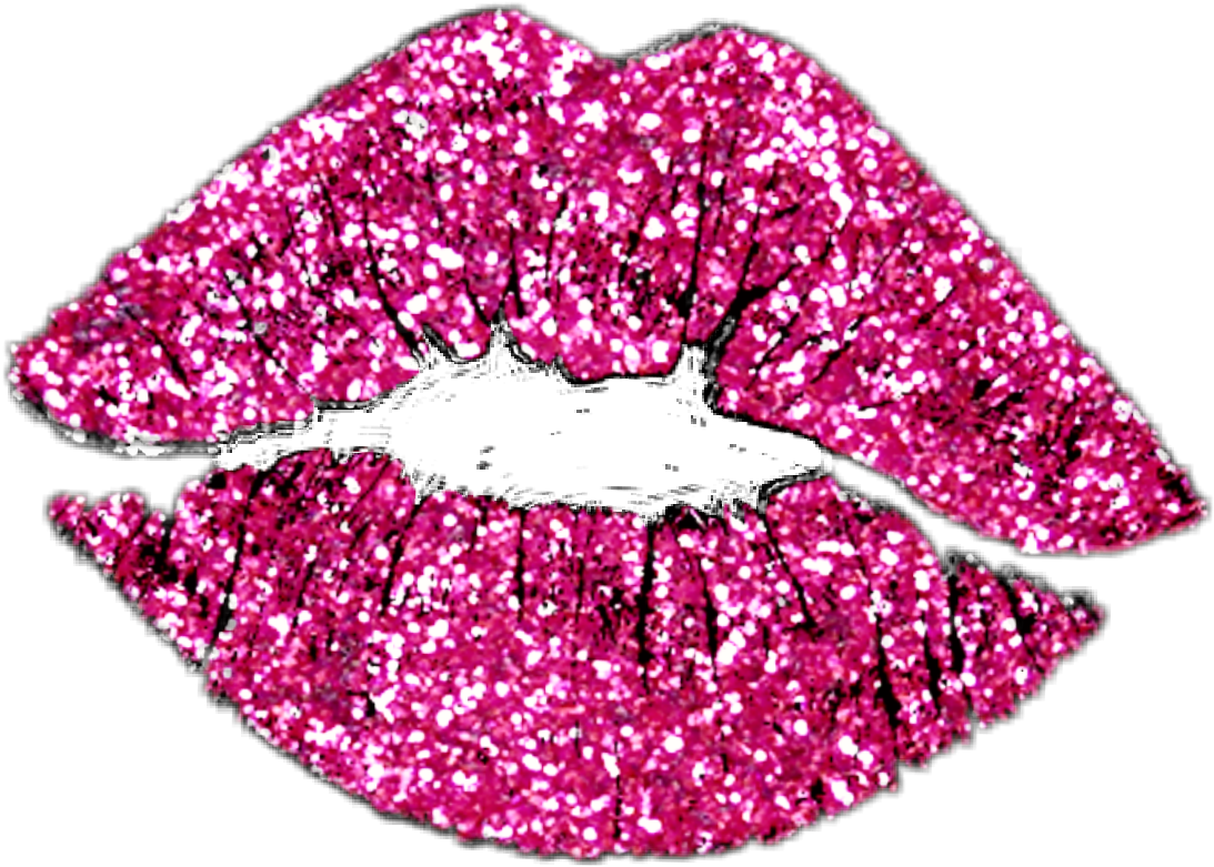 View large size Stickers Sticker - Pink Lips Glitter Transparent Clipart. 