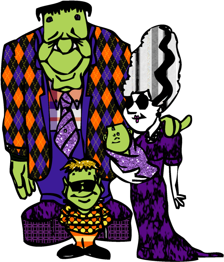 Frankenstein Dibujo De La Familia Kid Clipart - Halloween Family Clip Art - Png Download (900x1084), Png Download