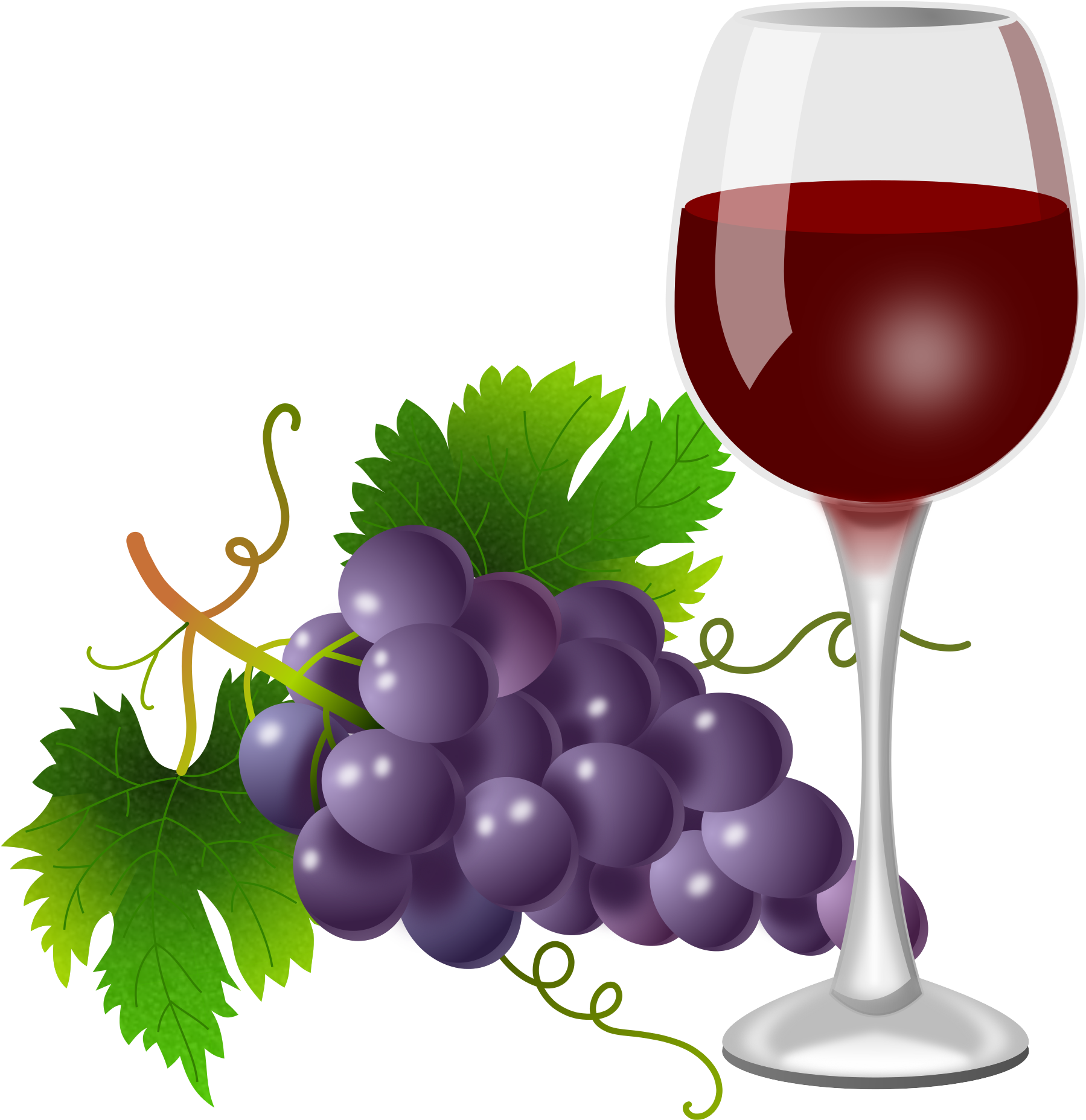 Purple Grapes And Wine Glass - Grape Drink In Glass Clipart - Png Download (2200x2276), Png Download