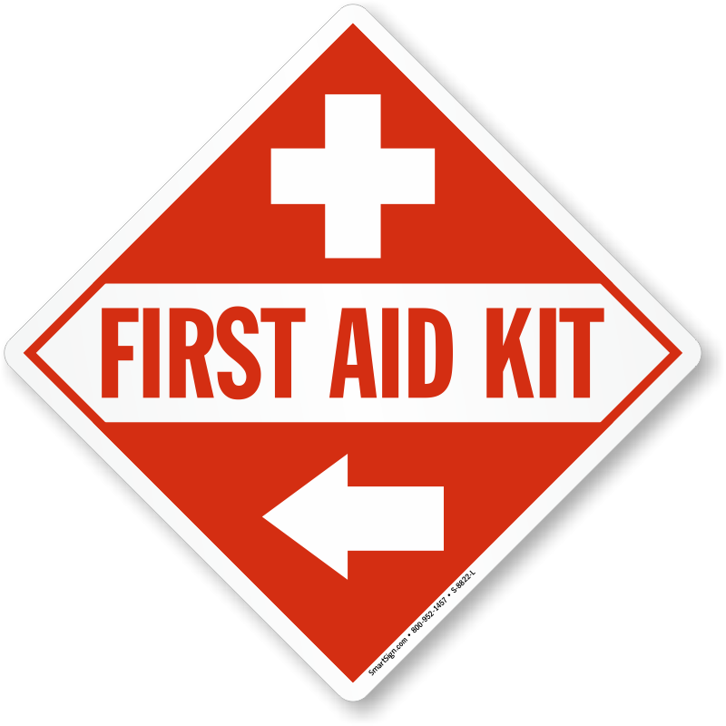 First Aid Kit Sign With Left Arrow - Free Sign First Aid Transparent Clipart (800x800), Png Download