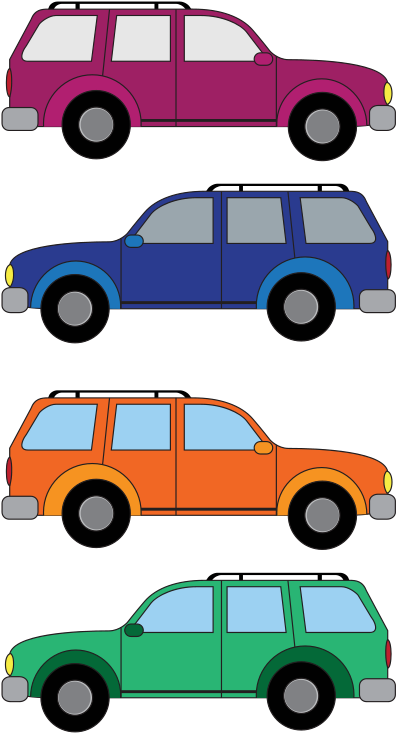 Suv Cars Cartoon Clipart, Vector Clip Art Online, Royalty - 5 Cars Clipart - Png Download (695x900), Png Download