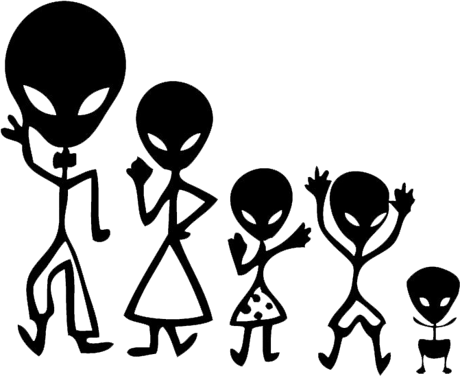 Alien Stick Figure Family - Stick Figure Family Of 4 Clipart (792x612), Png Download