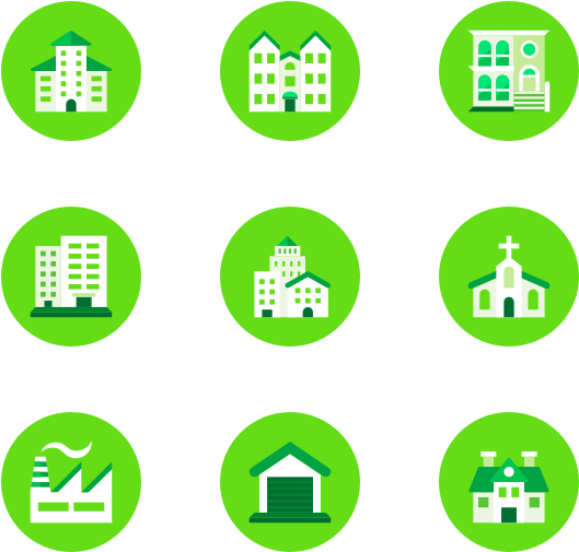 Buildings - Green People Symbol Clipart (600x564), Png Download