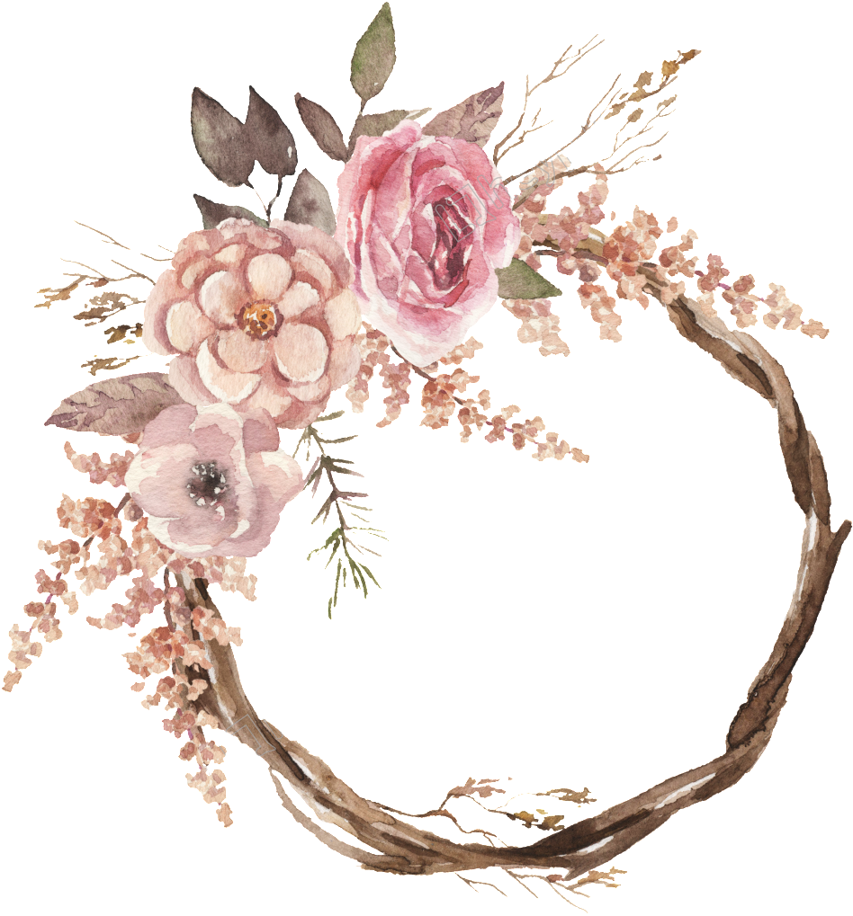 1024 X 1024 4 - Watercolour Flower Wreaths Boho Clipart (1024x1024), Png Download