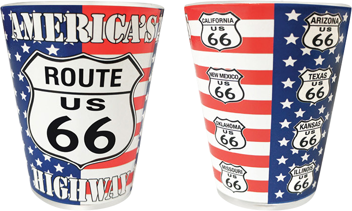 Route 66 American Flag America's Highway Shot Glass - Coffee Cup Clipart (786x786), Png Download