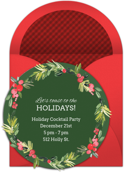 Watercolor Wreath Online Invitation - Christmas Decoration Clipart (650x650), Png Download