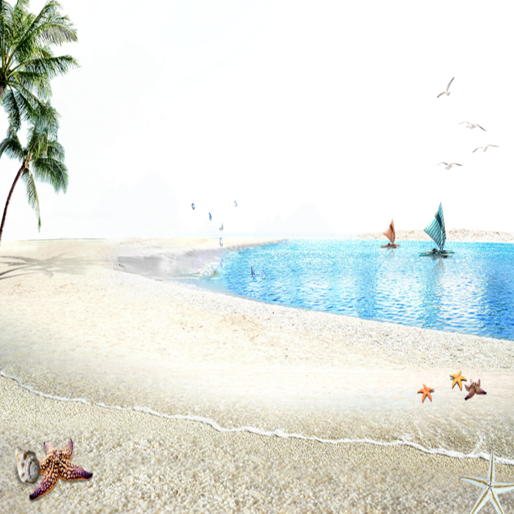 Mq Beach Sand Water Ocean Landscape - Beach Clipart (1024x1024), Png Download
