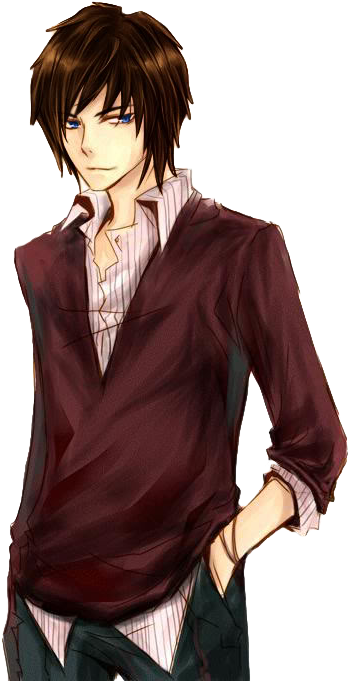 Anime Guy Png - Anime Male Brown Hair Clipart (450x735), Png Download