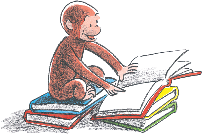 Curious George Has Been A Curious Monkey For 75 Years - Curious George Reading Book Clipart (800x535), Png Download