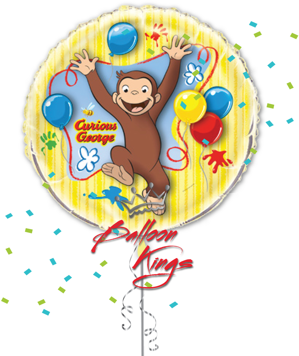 Curious George Balloons - Curious George Round Clipart (1280x1280), Png Download