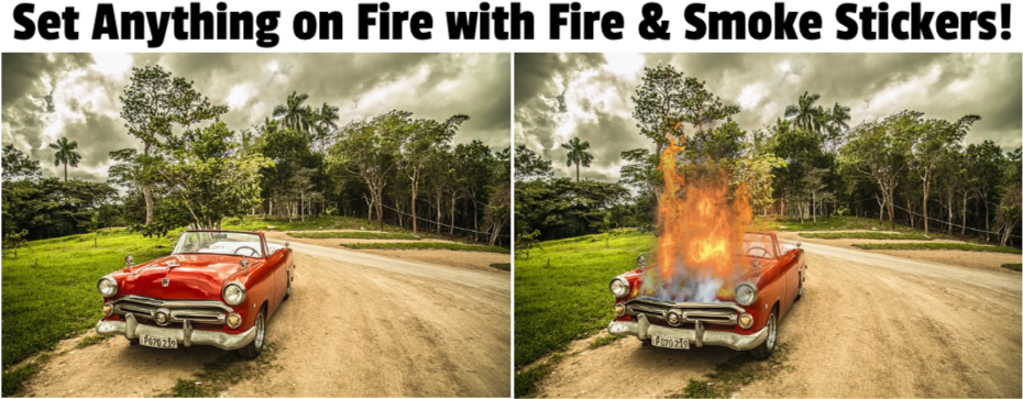 Car On Fire Effect - Old Car Background Clipart (935x375), Png Download