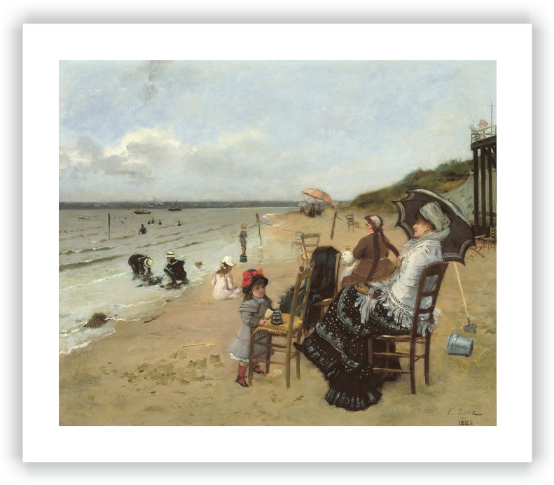 Mother And Daughter On The Beach - Ernest Ange Duez Clipart (800x698), Png Download