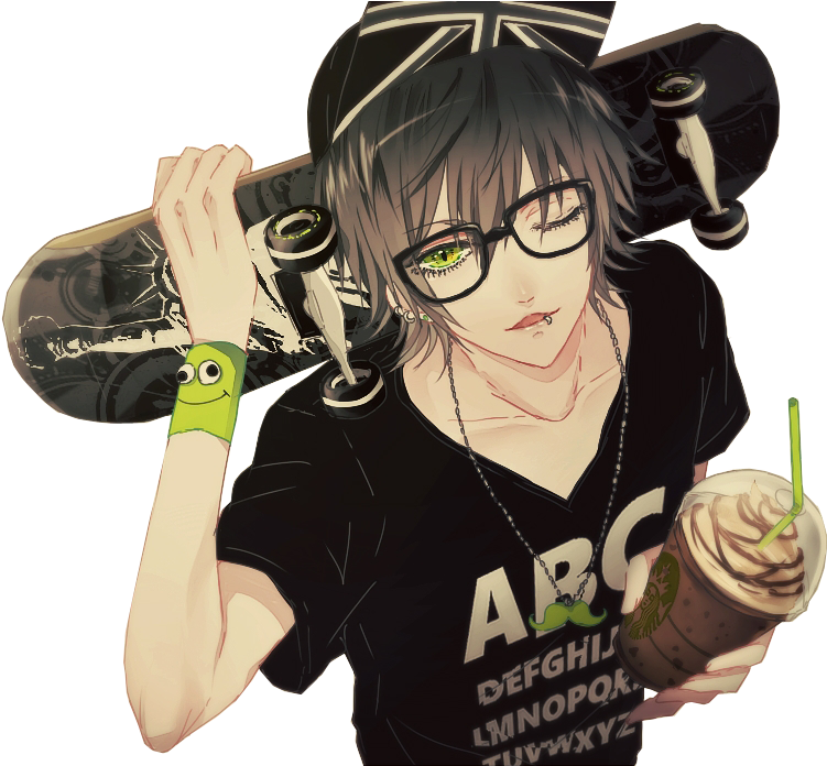 Anime Boy Skateboard Clipart (800x695), Png Download