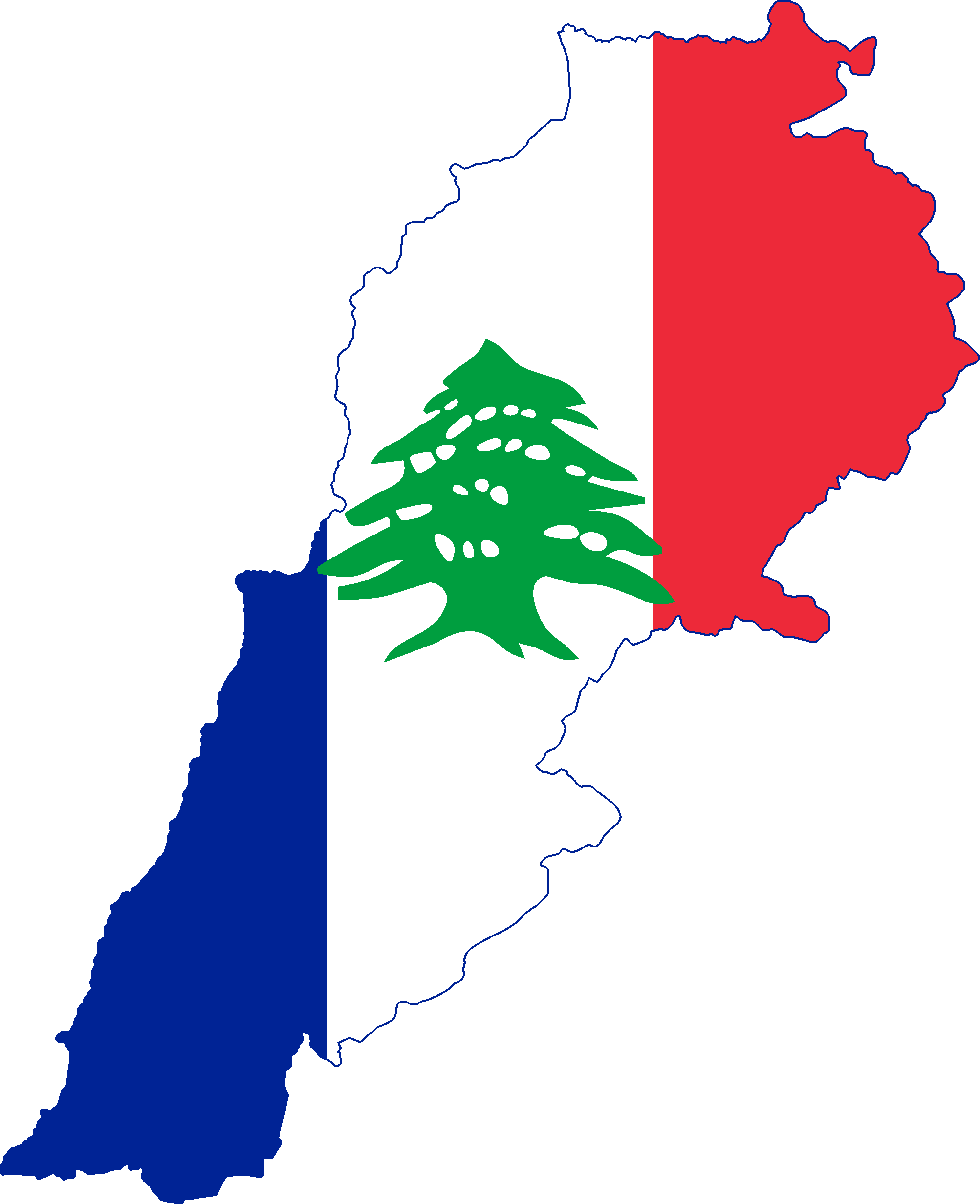 Flag Map Of French Lebanon - Lebanon Capital City Map Clipart (2005x2462), Png Download