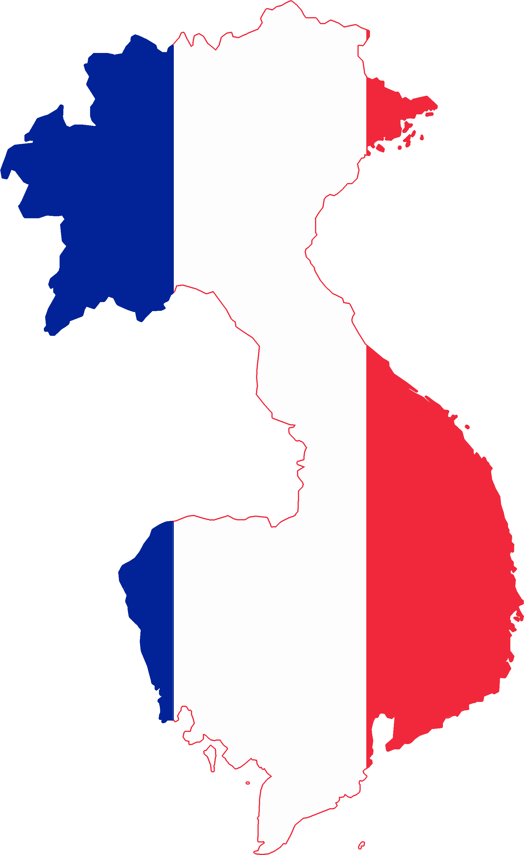 Flag Map Of French Indochina 1887-1954 - French Indochina Flag Map Clipart (2000x3049), Png Download
