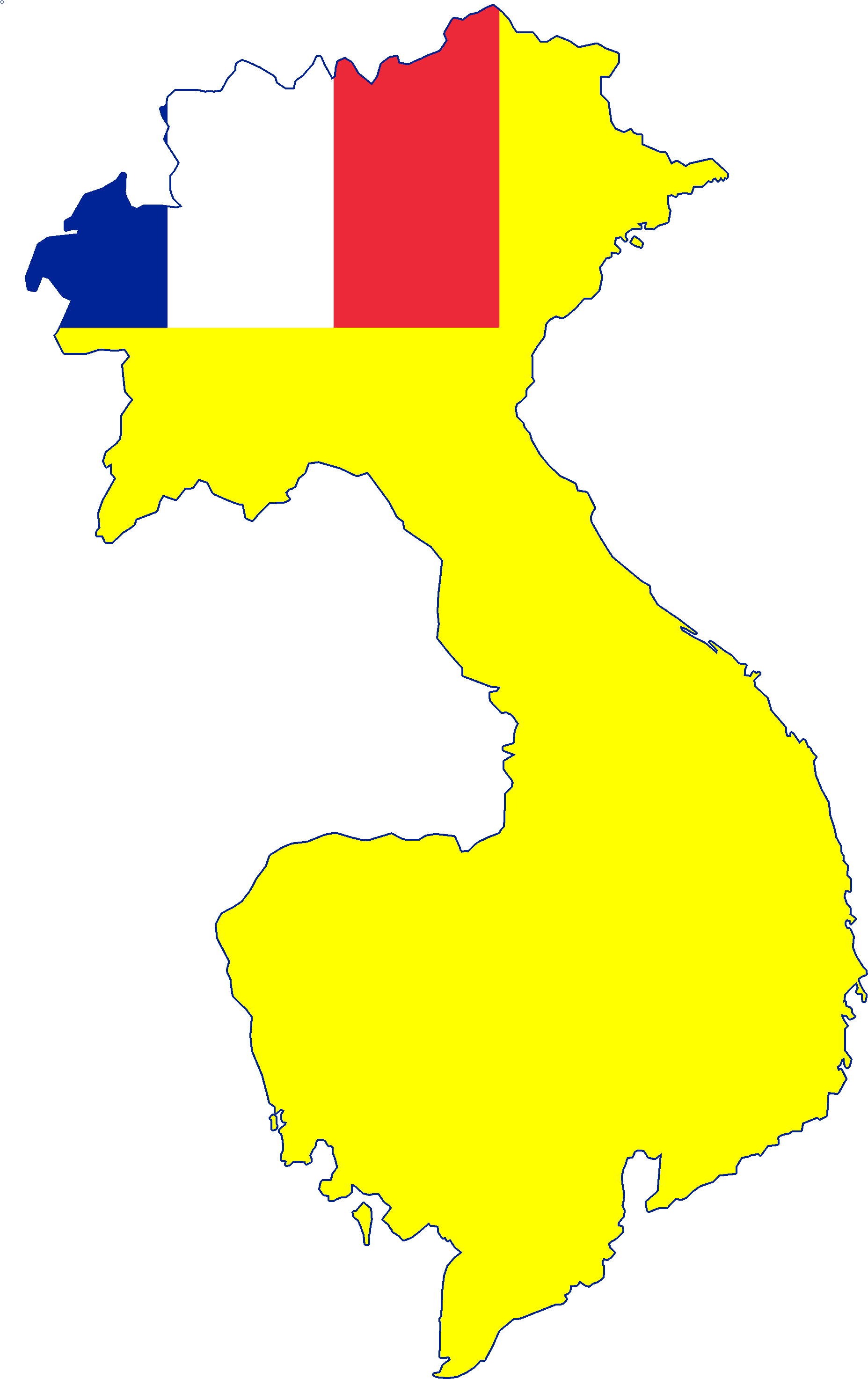 Flag Map Of French Indochina - Vietnam With French Flag Clipart (1855x2946), Png Download