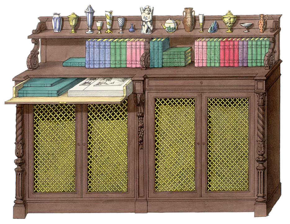 Bookcase, Vintage, Antique, Old, History, Book, Write - Vintage Bookcase Cartoon Clipart (935x720), Png Download